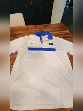 Florida Gators Nike White Polo with Royal Blue Collar & Chest Stripe